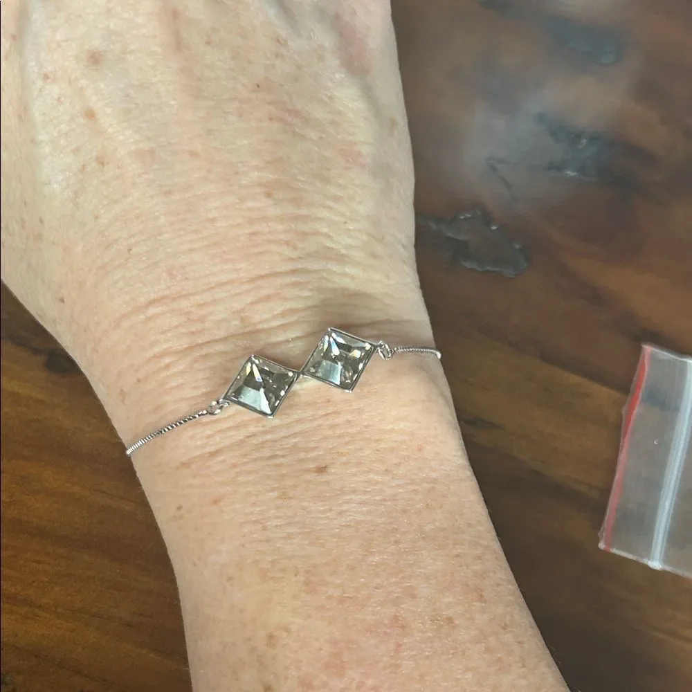 Swarovski crystals rhodium pull Silver Diamond Bracelet NEW